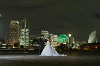 【2月撮影ならお得！】人気の大さん橋ロケーションフォト☆NIGHT撮影コミコミ60カットプラン：衣裳・ヘアメイク・データ付