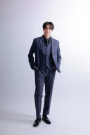 グレータキシード&times;黒ネクタイ