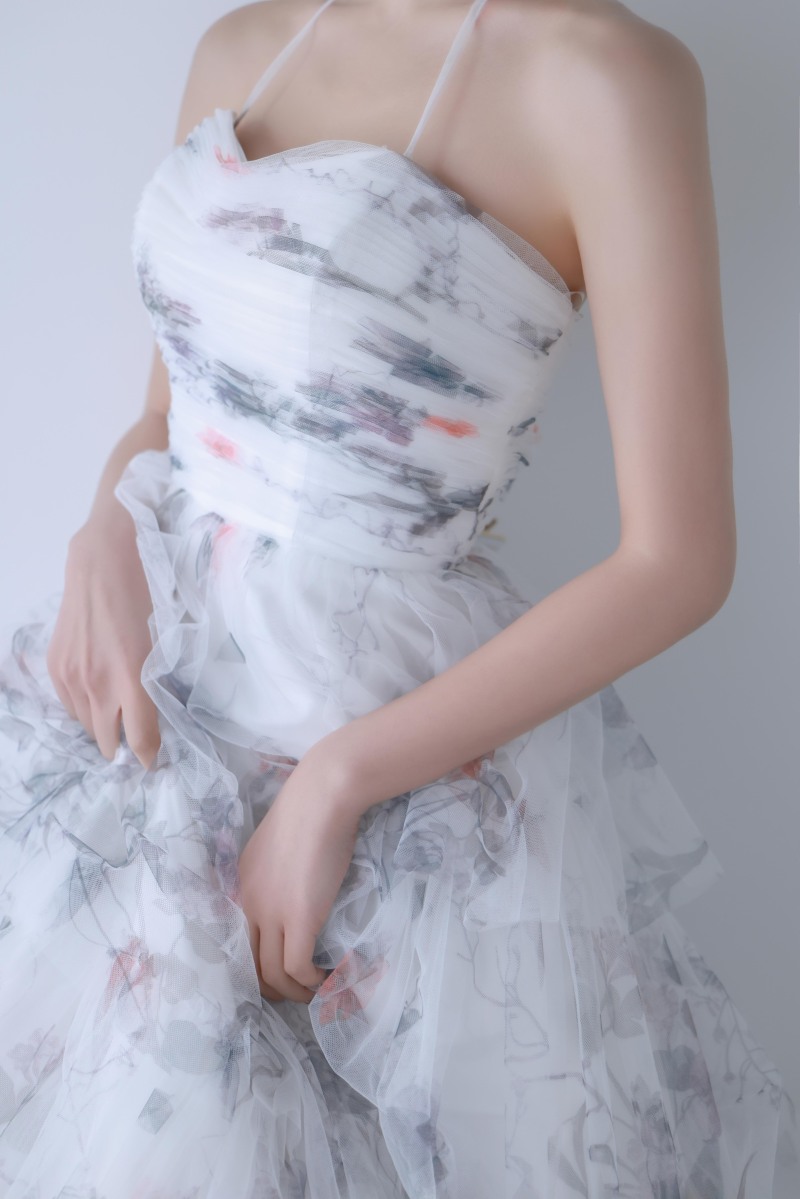 CD_012 フラワープリントAラインドレス