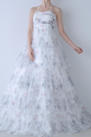 CD_012 フラワープリントAラインドレス