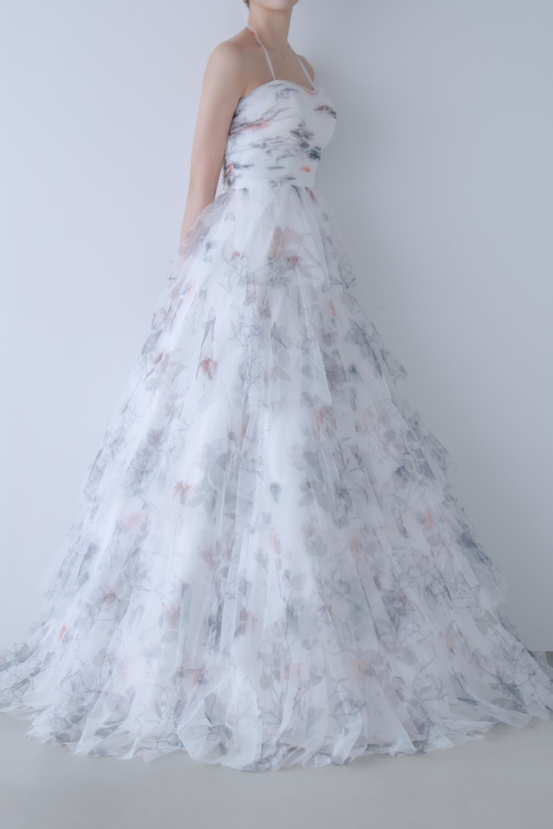 CD_012 フラワープリントAラインドレス