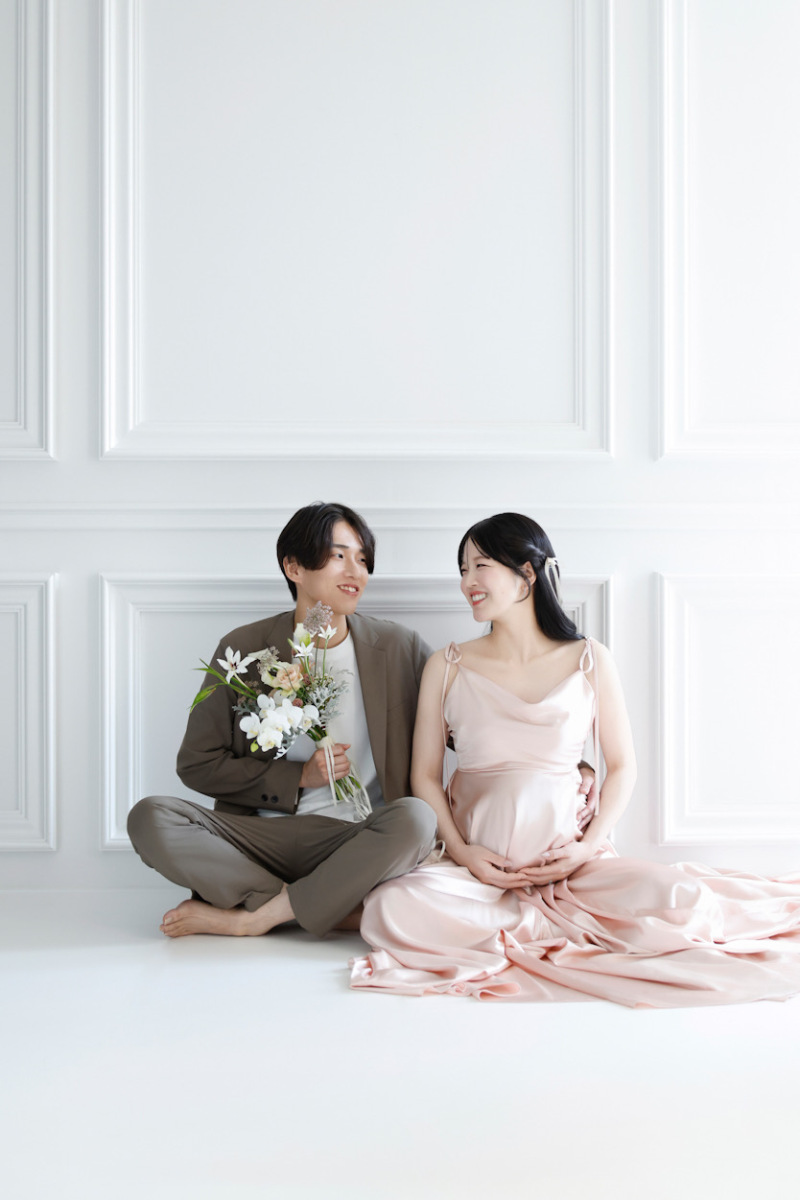 ブーケを持って少し華やかに