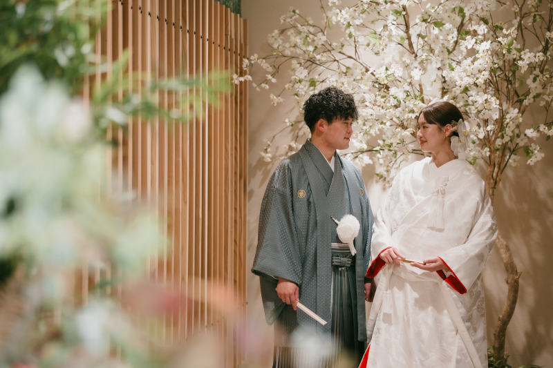 スタジオでも桜や緑とのお写真が叶います