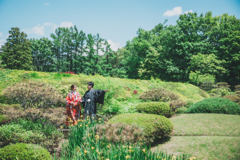 緑豊かな日本庭園